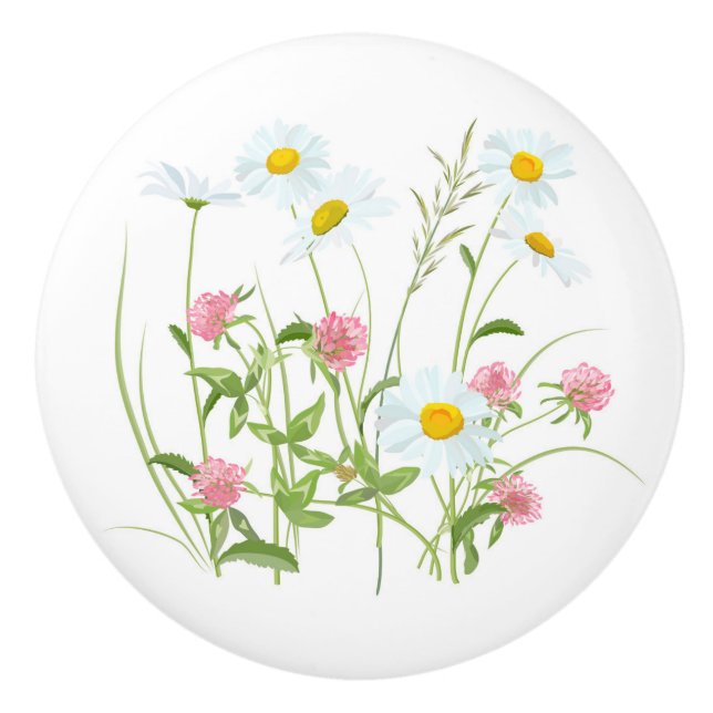 BOUTON DE PORTE EN CÉRAMIQUE FLEURS SAUVAGES 3 (Devant)
