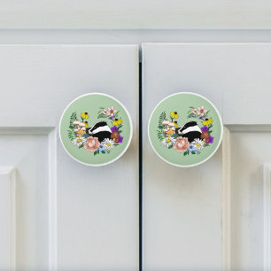 Bouton De Porte En Céramique Fleurs sauvages du blaireau des bois Champignons V