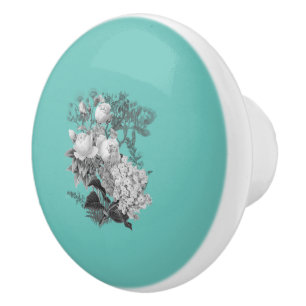 Bouton De Porte En Céramique Fleurs vintages