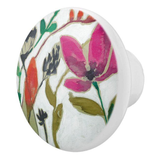 Bouton De Porte En Céramique Fleurs vives (Droite)