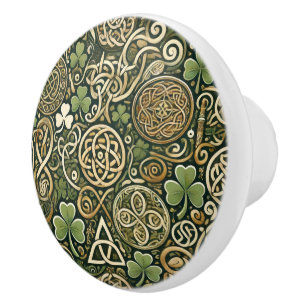 Bouton De Porte En Céramique Floraison Celtique