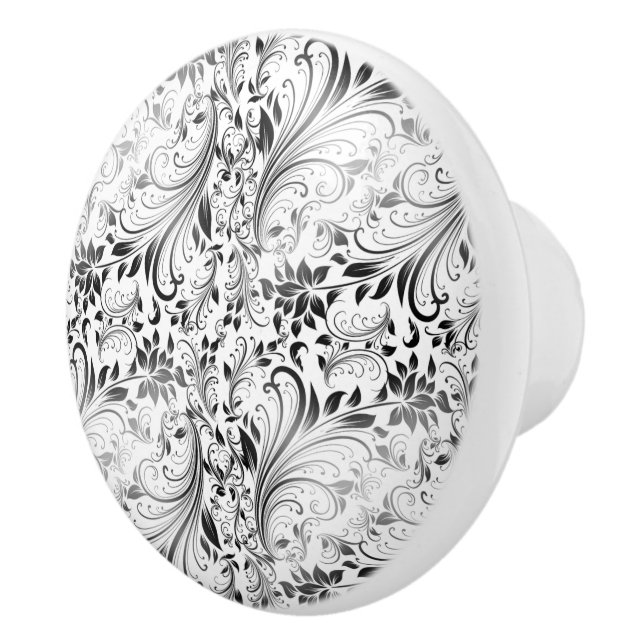 Bouton De Porte En Céramique Floral blanc (Droite)