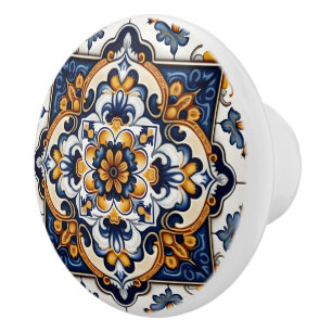 Bouton De Porte En Céramique Floral décoratif Botanique Méditerranéen Espagnol