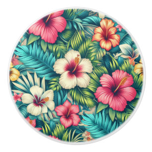 Bouton De Porte En Céramique Floral hawaïen/tropical