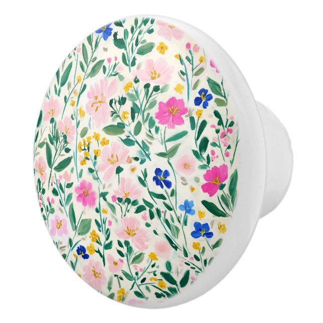 Bouton De Porte En Céramique Floral Pattern (Droite)