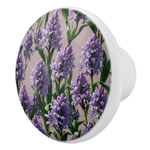 Bouton De Porte En Céramique Flores violettes hollandaises Hyacinth