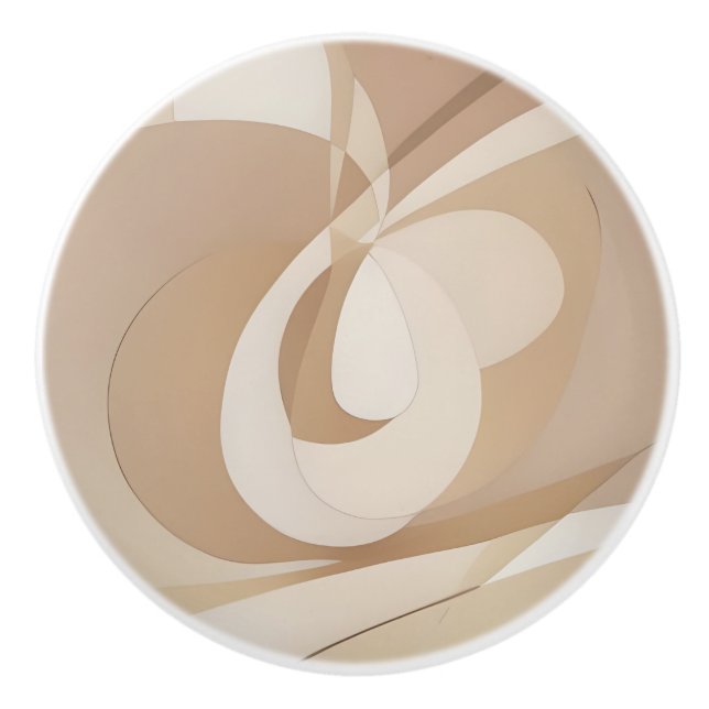 Bouton De Porte En Céramique Formes Abstraites dynamiques beige (Devant)
