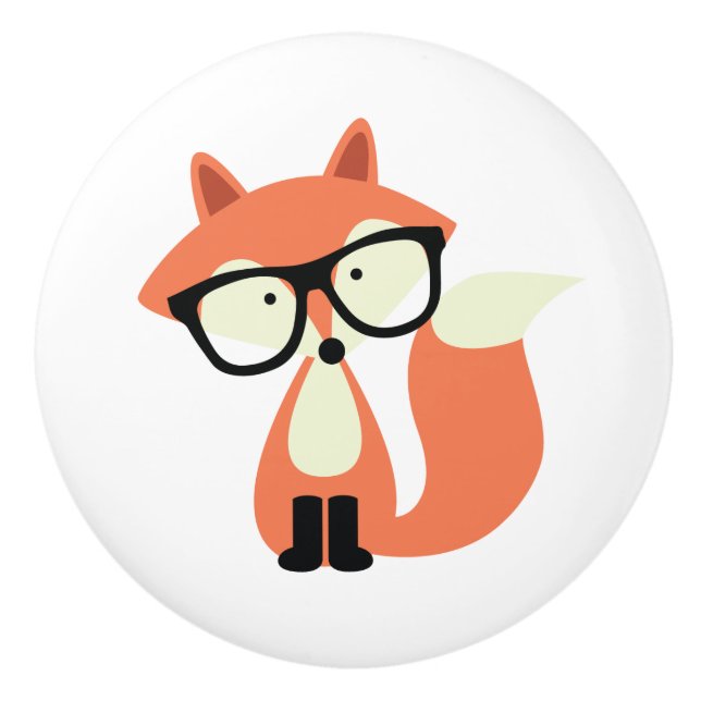 Bouton De Porte En Céramique Fox rouge de hippie mignon (Devant)
