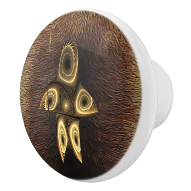 Bouton De Porte En Céramique Fractal Inuit Hunter (Droite)