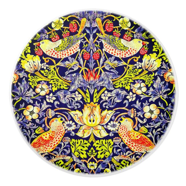 Bouton De Porte En Céramique Fraise Thief Oiseaux William Morris (Devant)