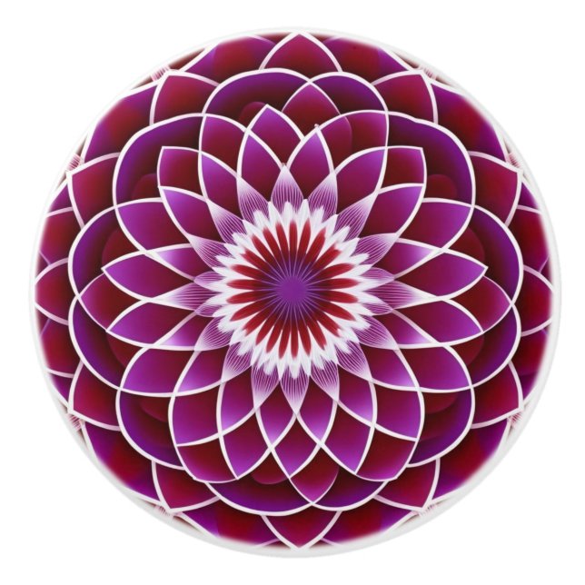 Bouton De Porte En Céramique Framboise et dahlia pourpre (Devant)