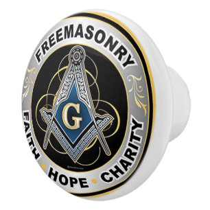 Bouton De Porte En Céramique Freemason