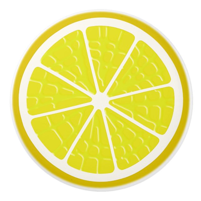 Bouton De Porte En Céramique Fruit Stylisé au citron (Devant)