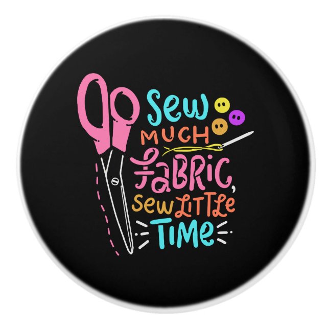 Bouton De Porte En Céramique Funny Sewing (Devant)