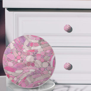 Bouton De Porte En Céramique Galets Mosaic Art - Rose rose pâle