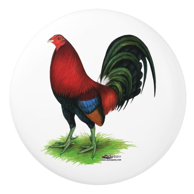 Bouton De Porte En Céramique Gamecock :  Rouge foncé (Devant)