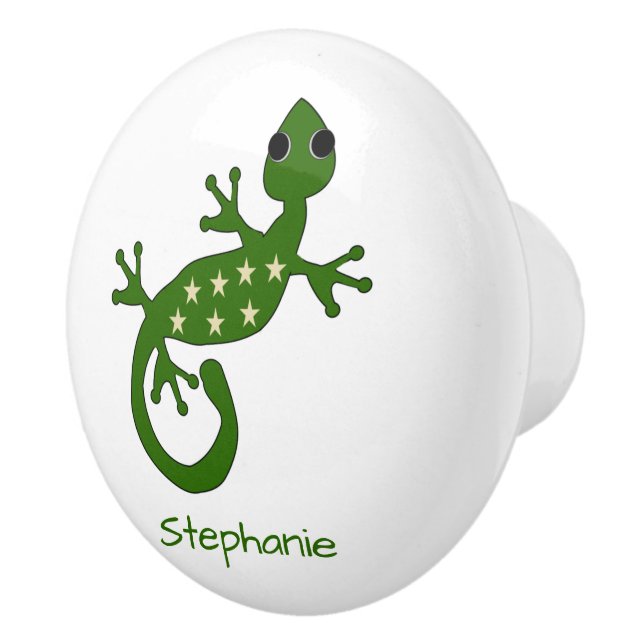 Bouton De Porte En Céramique Gecko Lizard Design Personalised (Droite)