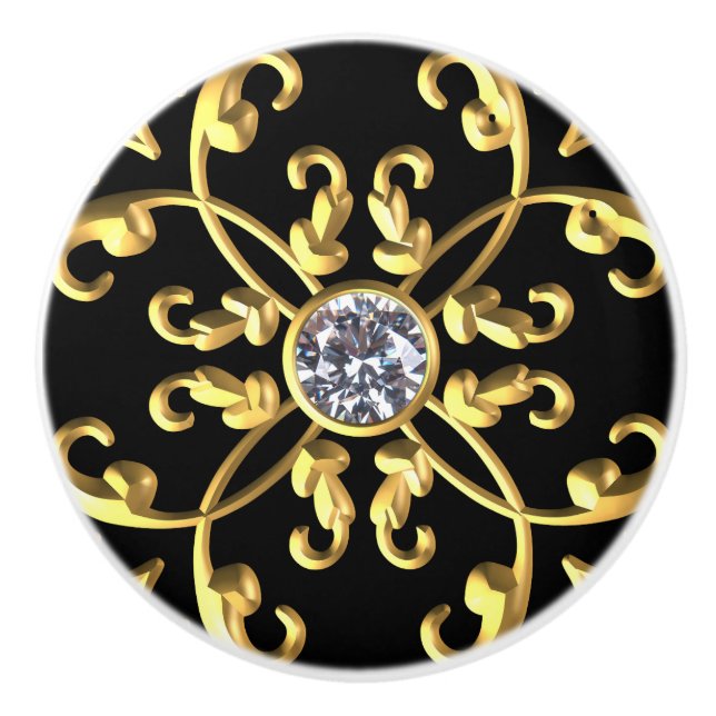Bouton De Porte En Céramique Gemstone Diamant Or (Devant)