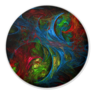 Bouton De Porte En Céramique Genèse Bleu Art Abstrait