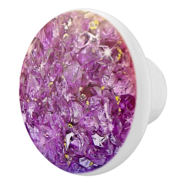 Bouton De Porte En Céramique Géode pourpre (Droite)