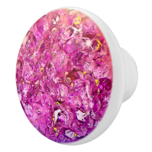 Bouton De Porte En Céramique Géode rose