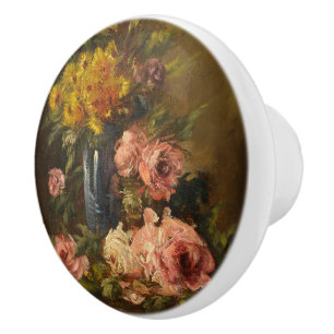 Bouton De Porte En Céramique Georges Jeannin Fleur Vintage Vie morte