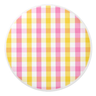 Bouton De Porte En Céramique Gingham de printemps