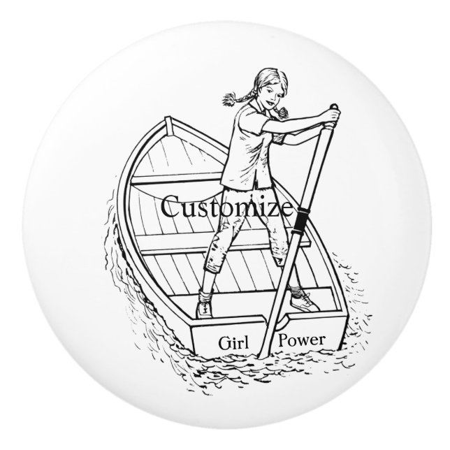 Bouton De Porte En Céramique Girl Power Sculling Boat Thunder_Cove (Devant)