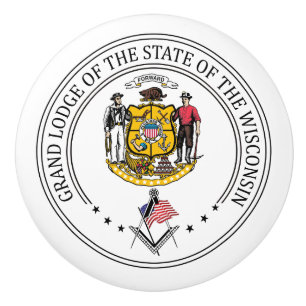 Bouton De Porte En Céramique Gîte de franc-maçonnerie de l'état du Wisconsin