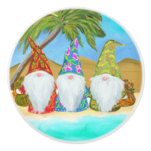 BOUTON DE PORTE EN CÉRAMIQUE GNOMES DE PLAGE