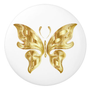 BOUTON DE PORTE EN CÉRAMIQUE GOLDEN BUTTERFLY
