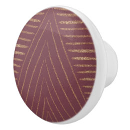 Bouton De Porte En Céramique Golden Lined Triangles