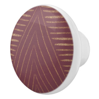 Bouton De Porte En Céramique Golden Lined Triangles