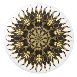 Bouton De Porte En Céramique Golden Sun Flame