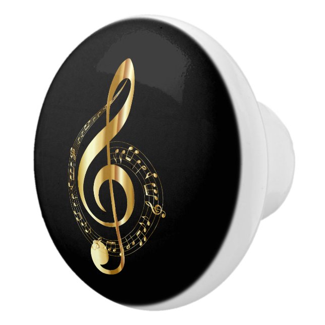 Bouton De Porte En Céramique Golden Treble Clef (Droite)