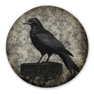 Bouton De Porte En Céramique Gothic Raven Design