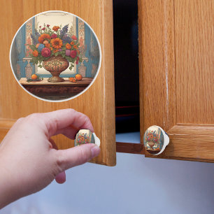 Bouton De Porte En Céramique Grand vase de fleurs victoriennes sur table