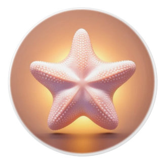 Bouton De Porte En Céramique Grande étoile de mer rose
