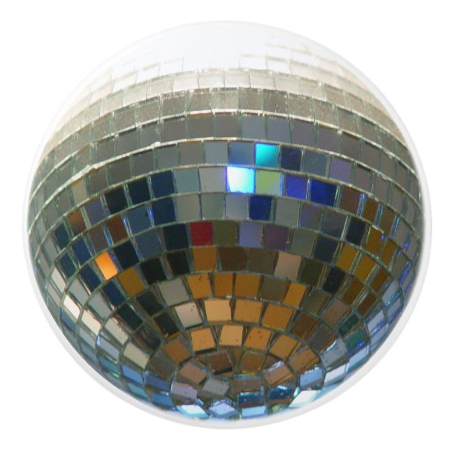 Bouton De Porte En Céramique Graphique de boule de disco 2D (Devant)