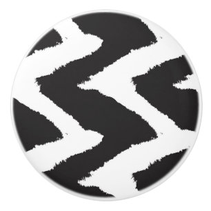 Bouton De Porte En Céramique Graphique noir blanc