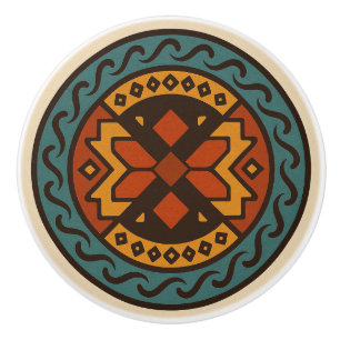 Bouton De Porte En Céramique Gras Oaxacan Zapotec Weave Motif Ceramic Knob