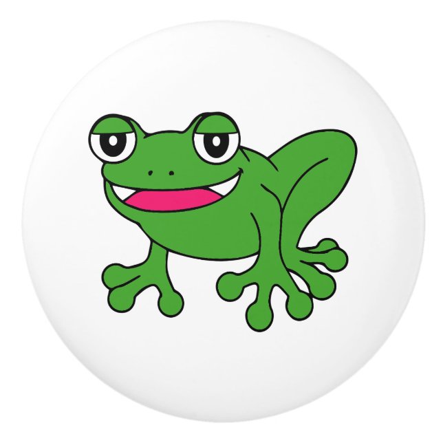 Bouton De Porte En Céramique Grenouille drôle (Devant)