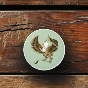 Bouton De Porte En Céramique Griffon Mythique Fantastique Brun Majestueux