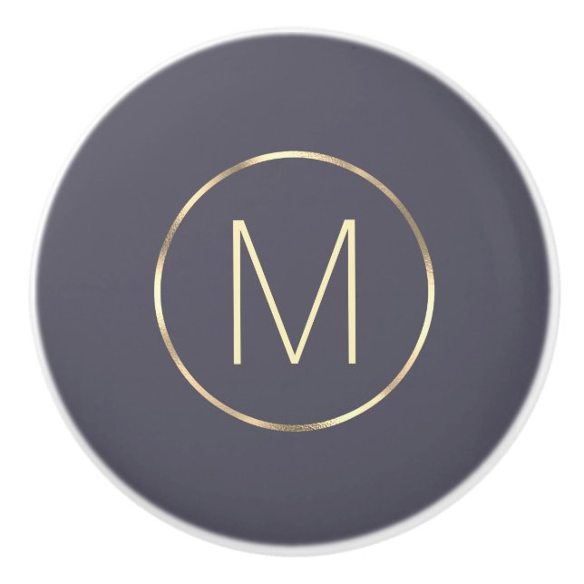 Bouton De Porte En Céramique Gris d'or monogramme (Devant)