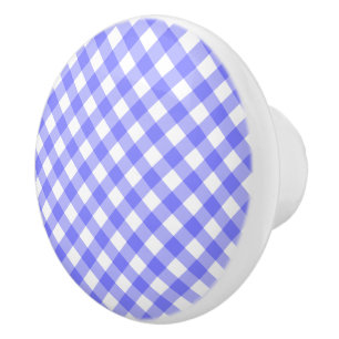 Bouton De Porte En Céramique Guingan bleu-clair