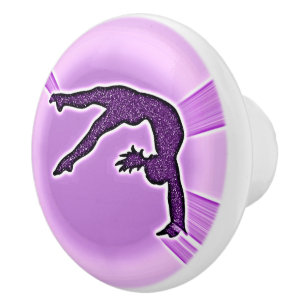 Bouton De Porte En Céramique Gymnastique au ruban pourpre