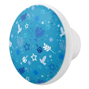 Bouton De Porte En Céramique Hanoukka Stars Knob