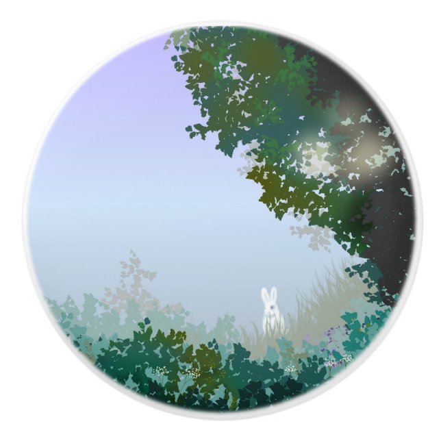 Bouton De Porte En Céramique Hâte blanche (Devant)