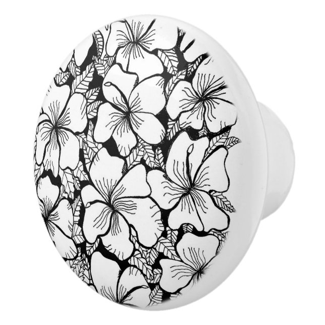 Bouton De Porte En Céramique Hibiscus Ceramic Knob (Droite)