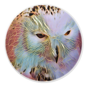 BOUTON DE PORTE EN CÉRAMIQUE HIBOU